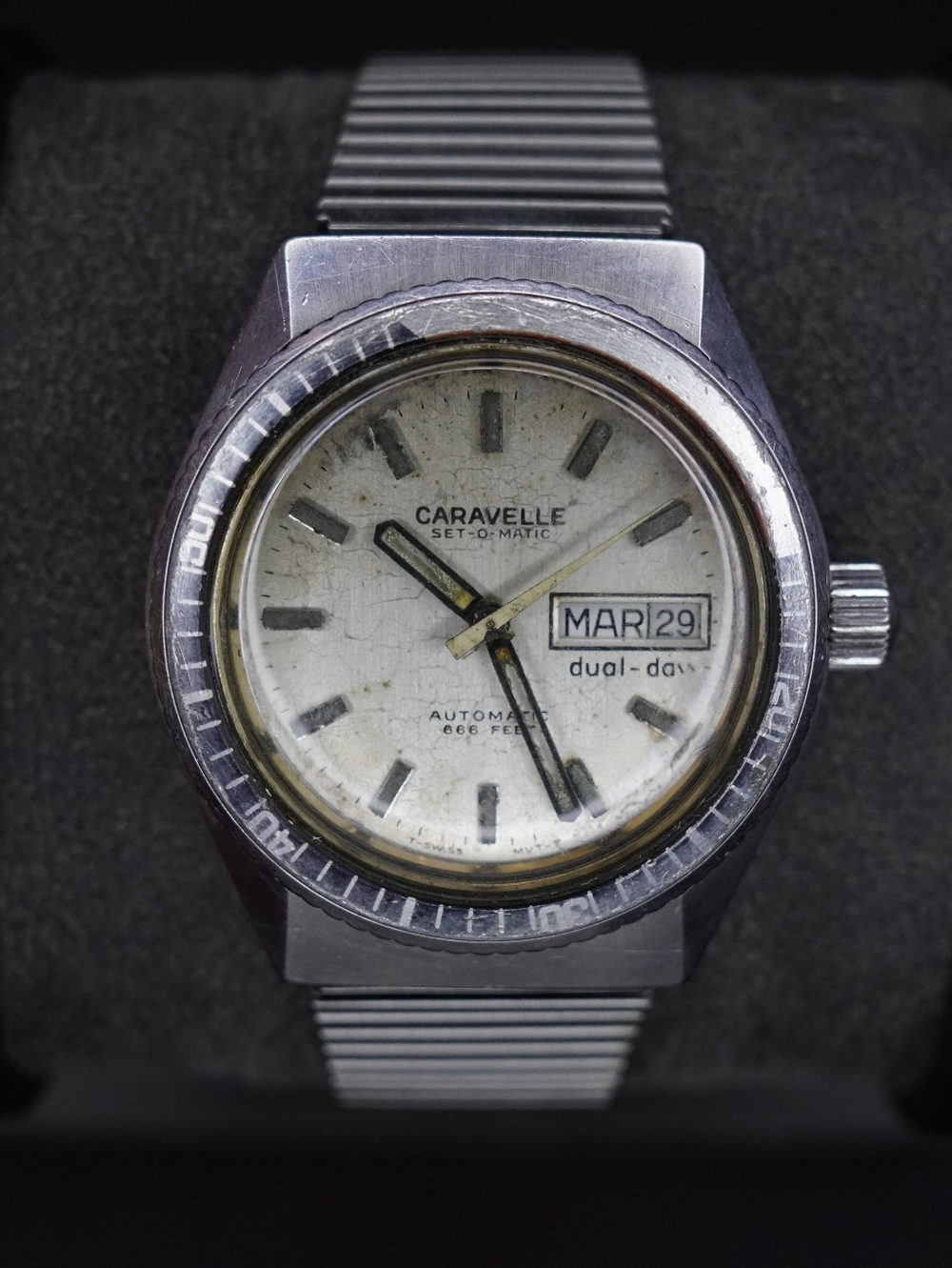Vintage Caravelle Bulova Automatic 666 Feet Devil Diver Mens Watch 1980’s